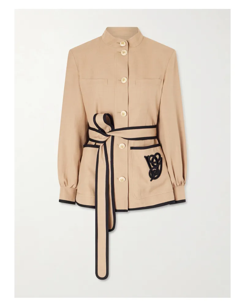 Valentino Garavani Jacke Aus Twill Mit Stickerei Und Bindegürtel - Neutral Neutral