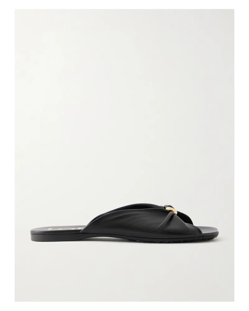 Loewe Paula's Ibiza Pebble Leather Slides - Black Black