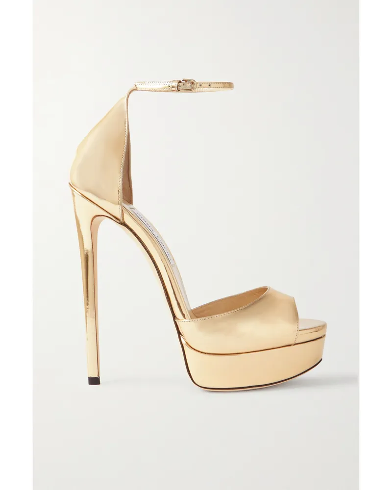 Jimmy Choo Max 150 Plateausandalen Aus Metallic-leder - Gold Gold