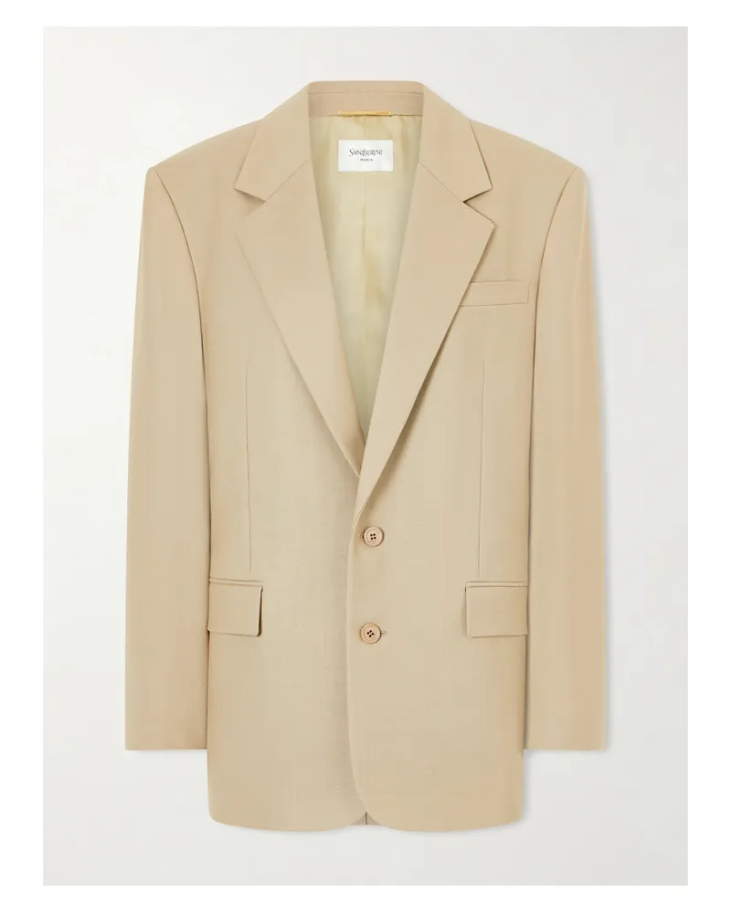 Saint Laurent Wool And Silk-blend Blazer - Neutrals Neutrals