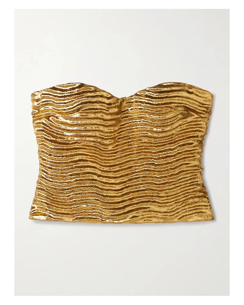 Ulla Johnson Heleen Trägerloses Bustier Aus Metallic-cloqué - Gold Gold