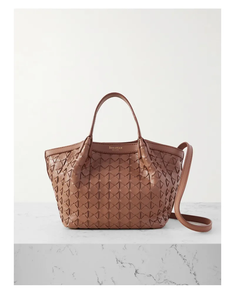 Serapian Secret Mini Woven Leather Shoulder Bag - Brown Brown