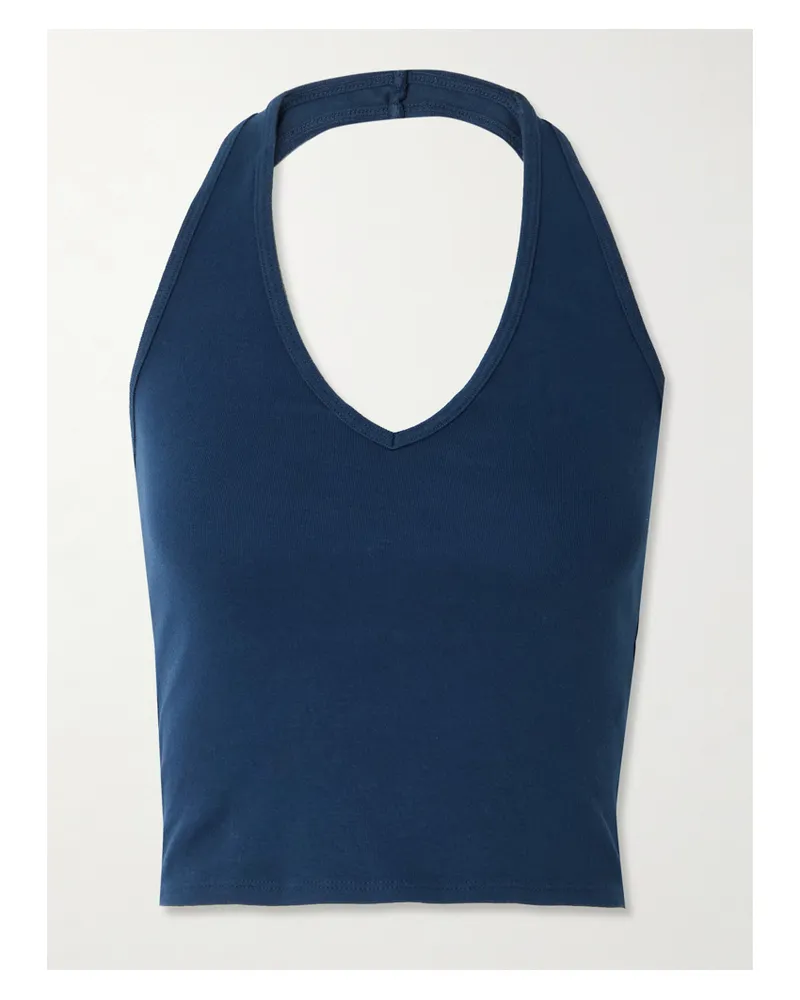 Nili Lotan Britt Neckholder-oberteil Aus Geripptem Baumwoll-jersey - Blau Blau