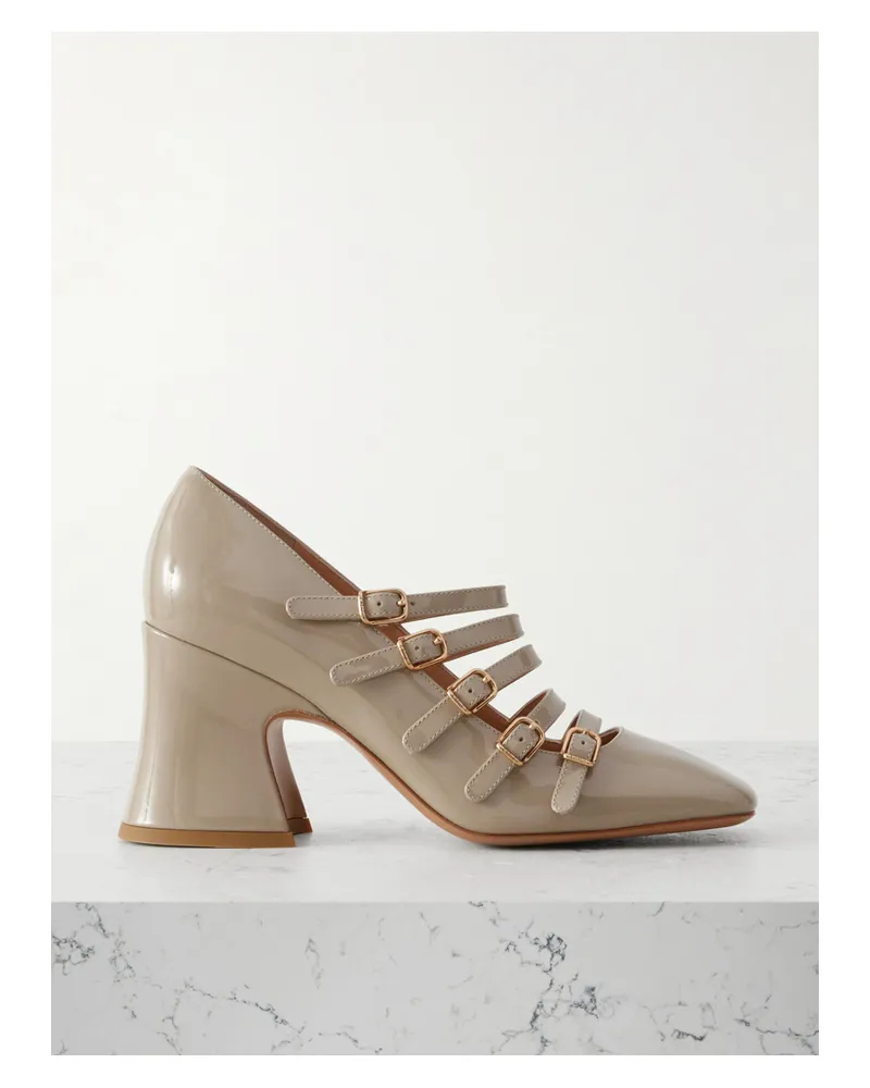 Chloé Janis Mary-jane-pumps Aus Lackleder Mit Schnallen - Neutral Neutral