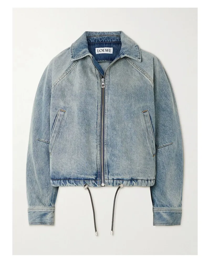 Loewe Bomberjacke Aus Denim Mit Lederbesatz - Blau Blau