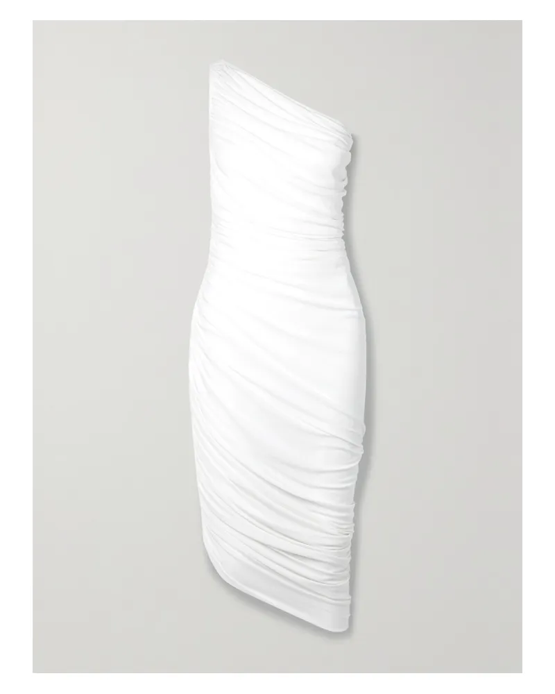 Norma Kamali Diana Asymmetrisches Kleid Aus Stretch-jersey Mit Raffungen - Weiß Weiß