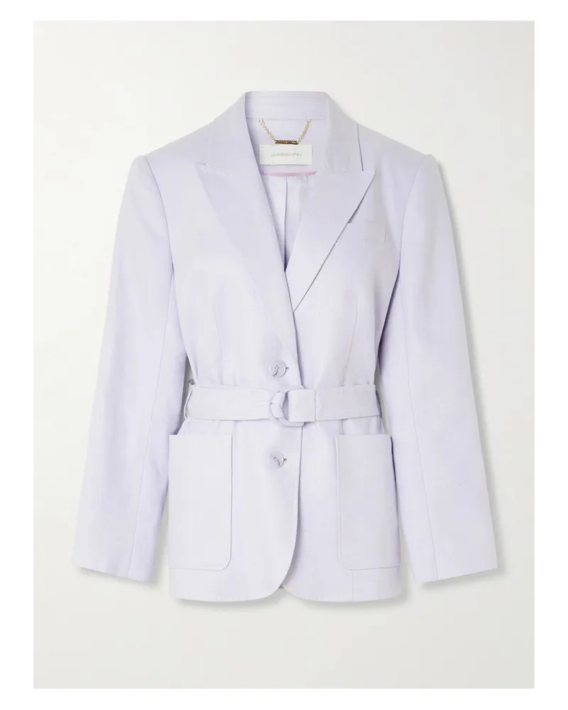 Zimmermann Luna Blazer Aus Leinen Mit Ziernähten Und Gürtel - Lila Lila