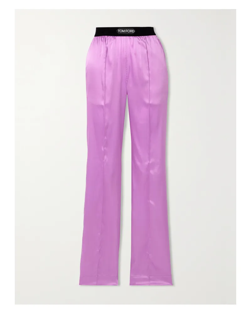 Tom Ford Hose Mit Weitem Bein Aus Satin Aus Stretch-seide Mit Jacquard-besatz - Lila Lila