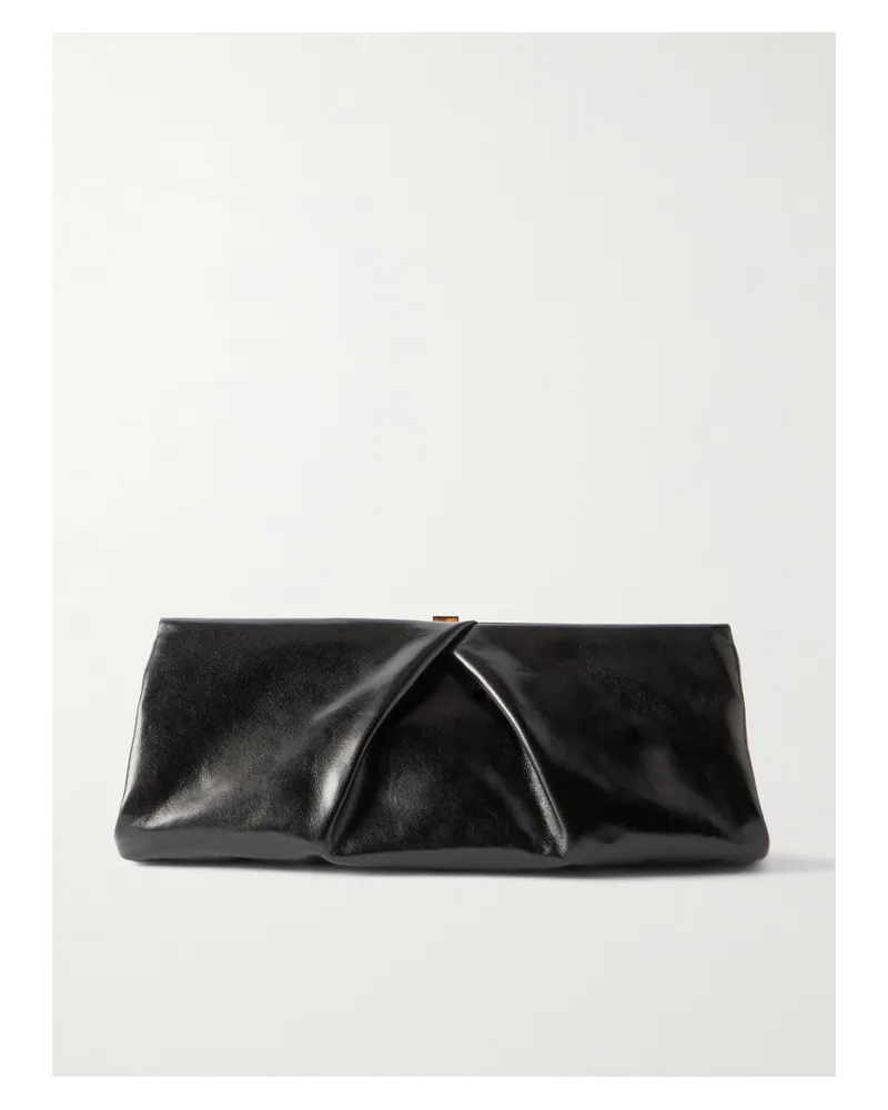 Dries van Noten Clutch aus Strukturiertem Leder Schwarz