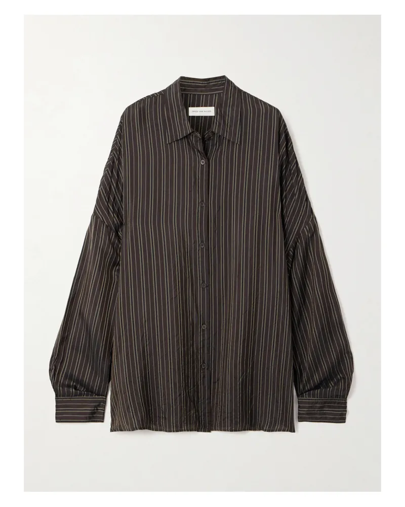 Dries van Noten Hemd Aus Einer Gestreiften Seidenmischung - Braun Braun