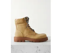 Haddock Intrecciato Leather-trimmed Nubuck Ankle Boots - Yellow