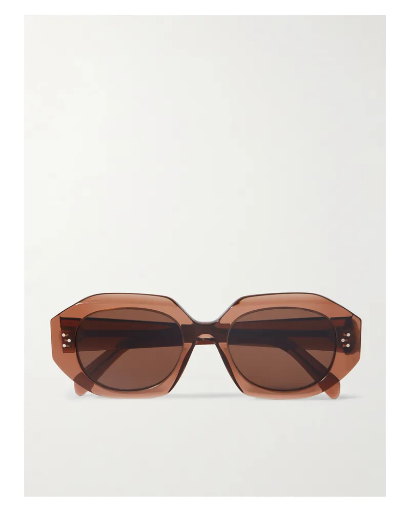 Celine Hexagon-frame Acetate Sunglasses - Brown Brown
