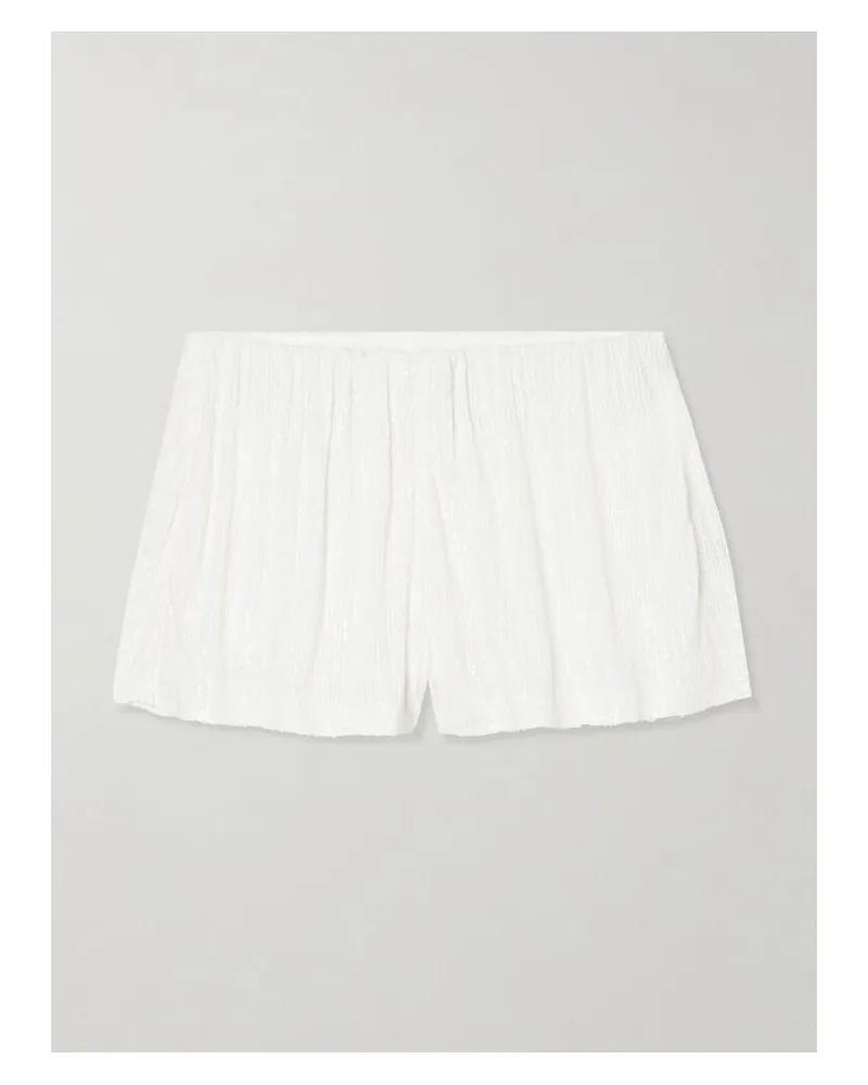 Norma Kamali Boyfriend Elephant Shorts Aus Stretch-mesh Mit Pailletten - Weiß Weiß