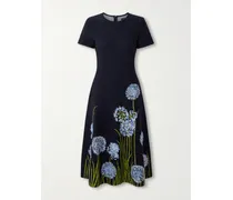 Jacquard-knit Midi Dress - Blue