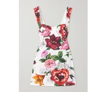 Minikleid Aus Baumwollpopeline Mit Blumenprint - Weiß
