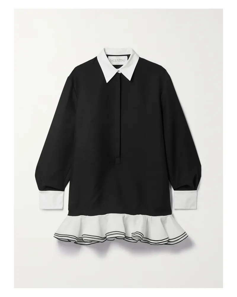 Valentino Garavani Minikleid Aus Einer Woll-seidenmischung Mit Rüschen - Schwarz Schwarz