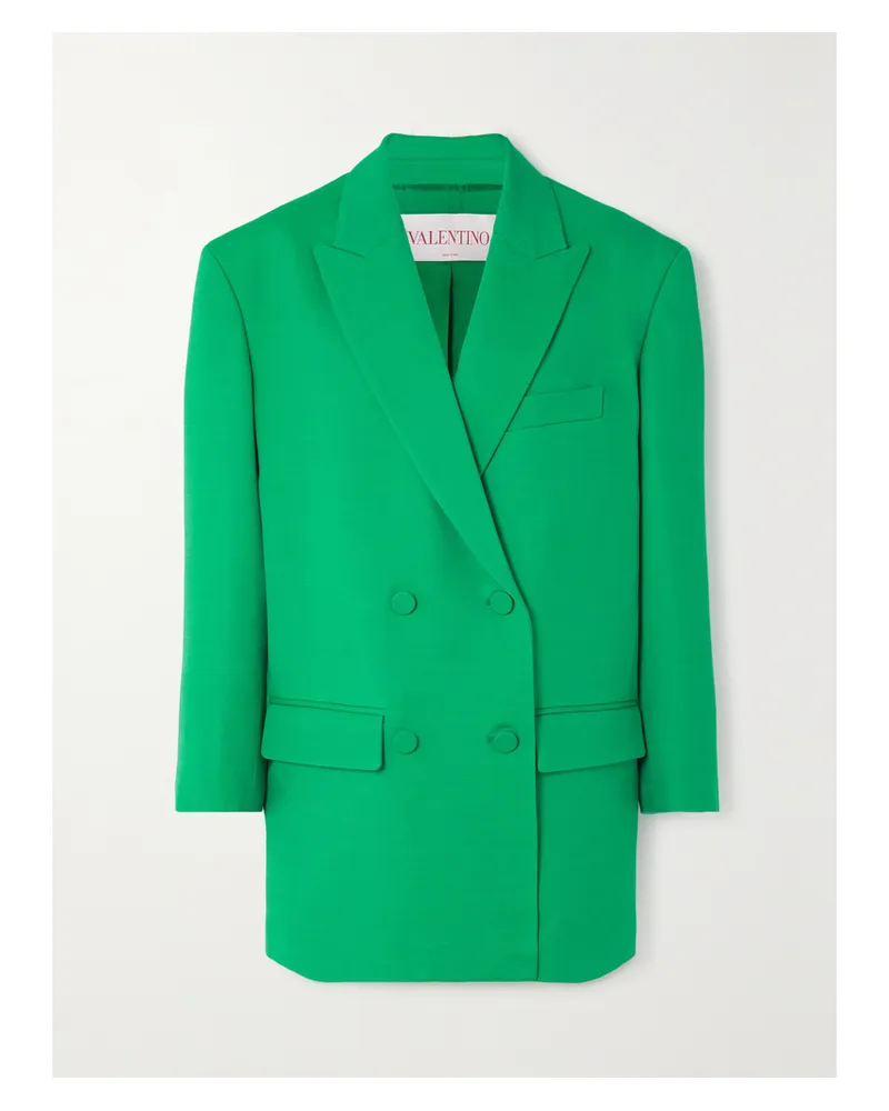 Valentino Garavani Doppelreihiger Oversized-blazer Aus Crêpe Aus Einer Woll-seidenmischung - Grün Grün