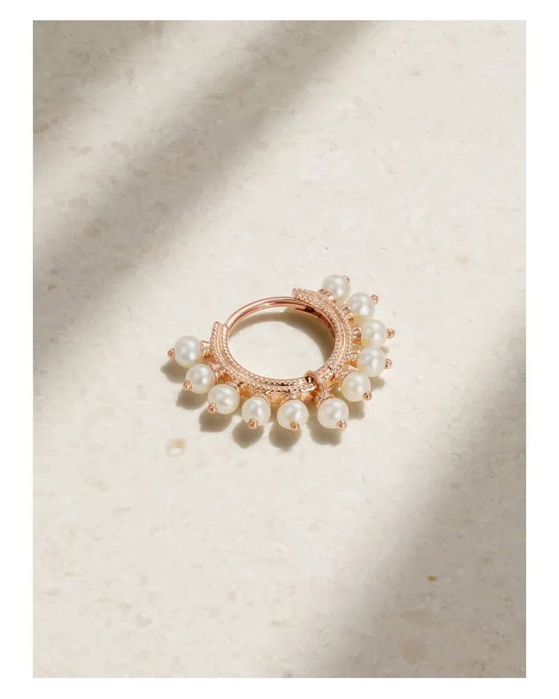 Maria Tash 8 Mm Creole Aus 14 Karat Roségold Mit Perlen Gold