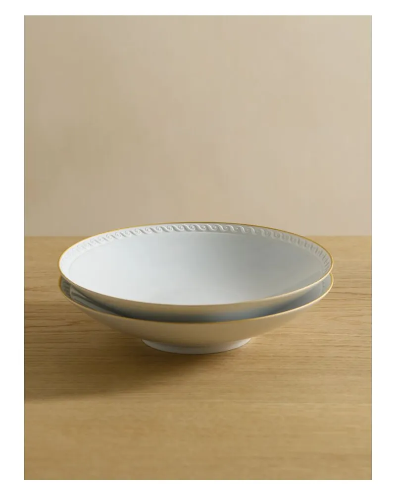 L’OBJET Neptune Set Aus Zwei Suppentellern Aus Porzellan Mit Vergoldeten Details - Weiß Weiß