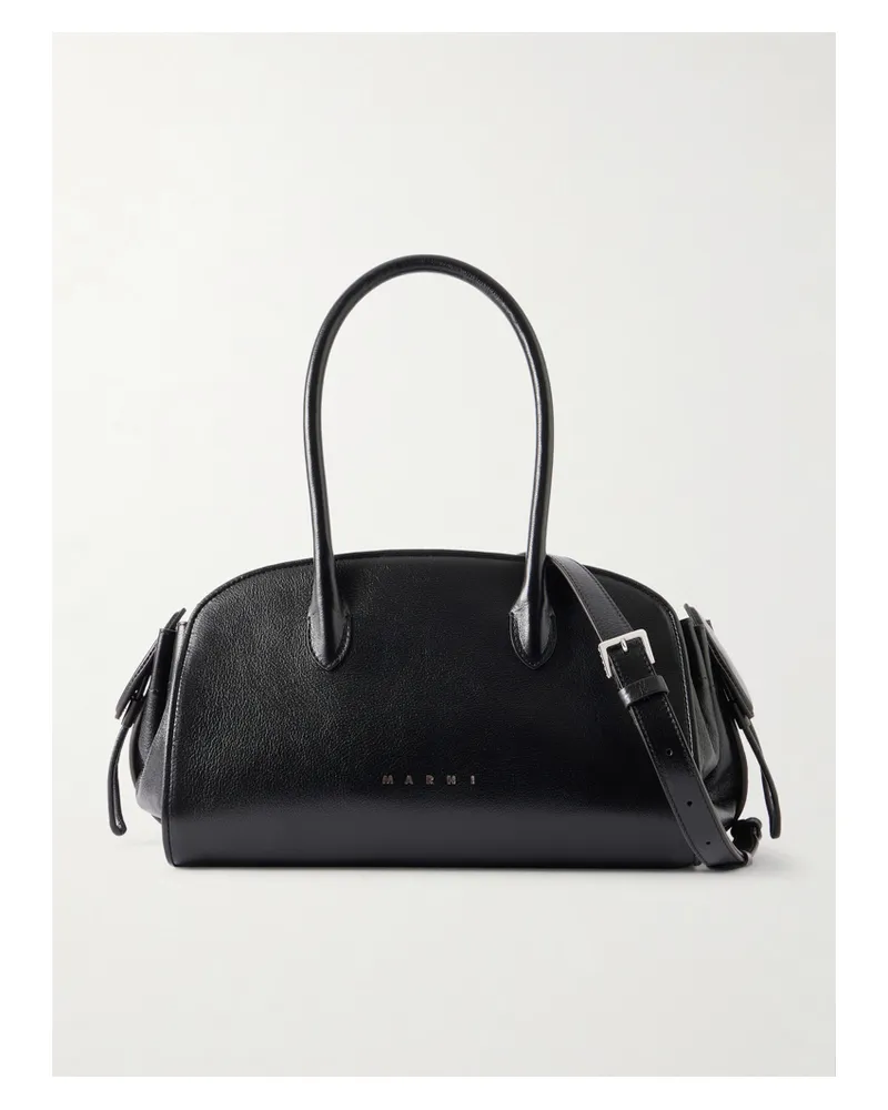 Marni Tulipea Textured-leather Shoulder Bag - Black Black