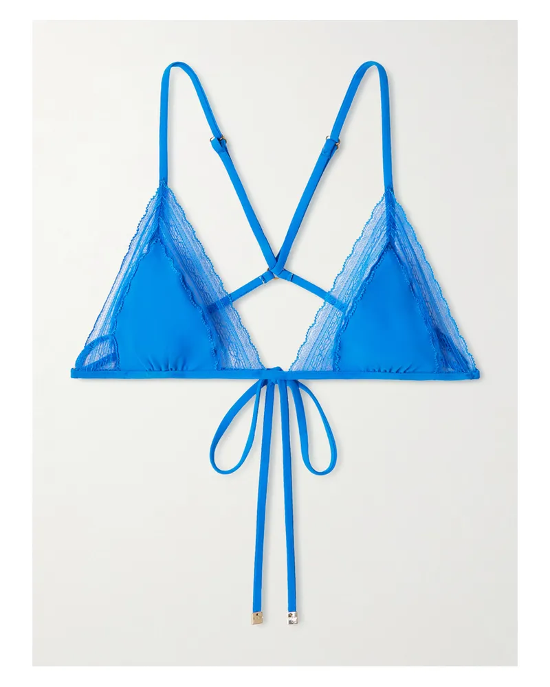 Kiki De Montparnasse Lace-trimmed Triangle Bikini Top - Blue Blue