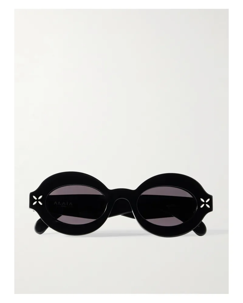 Alaïa Oval-frame Acetate Sunglasses - Black Black
