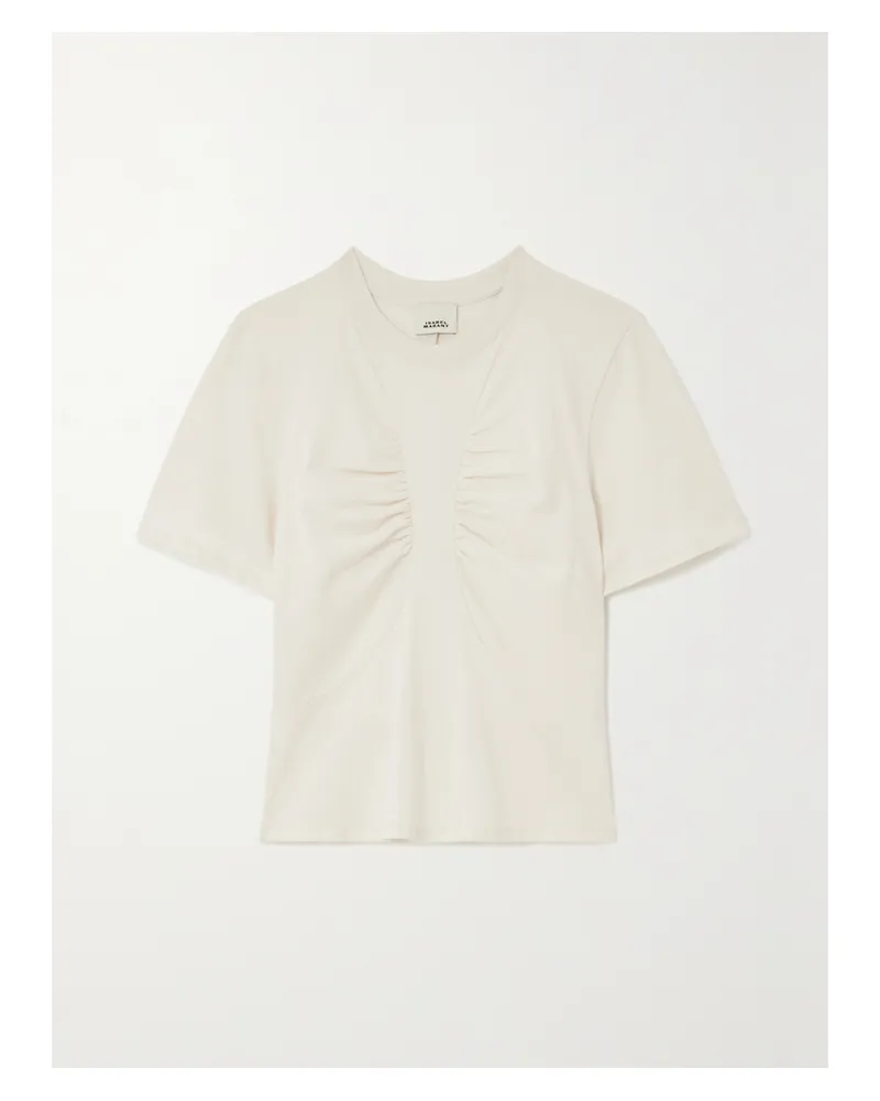 Isabel Marant Zeren T-shirt Aus Biobaumwoll-jersey Mit Raffungen - Creme Creme