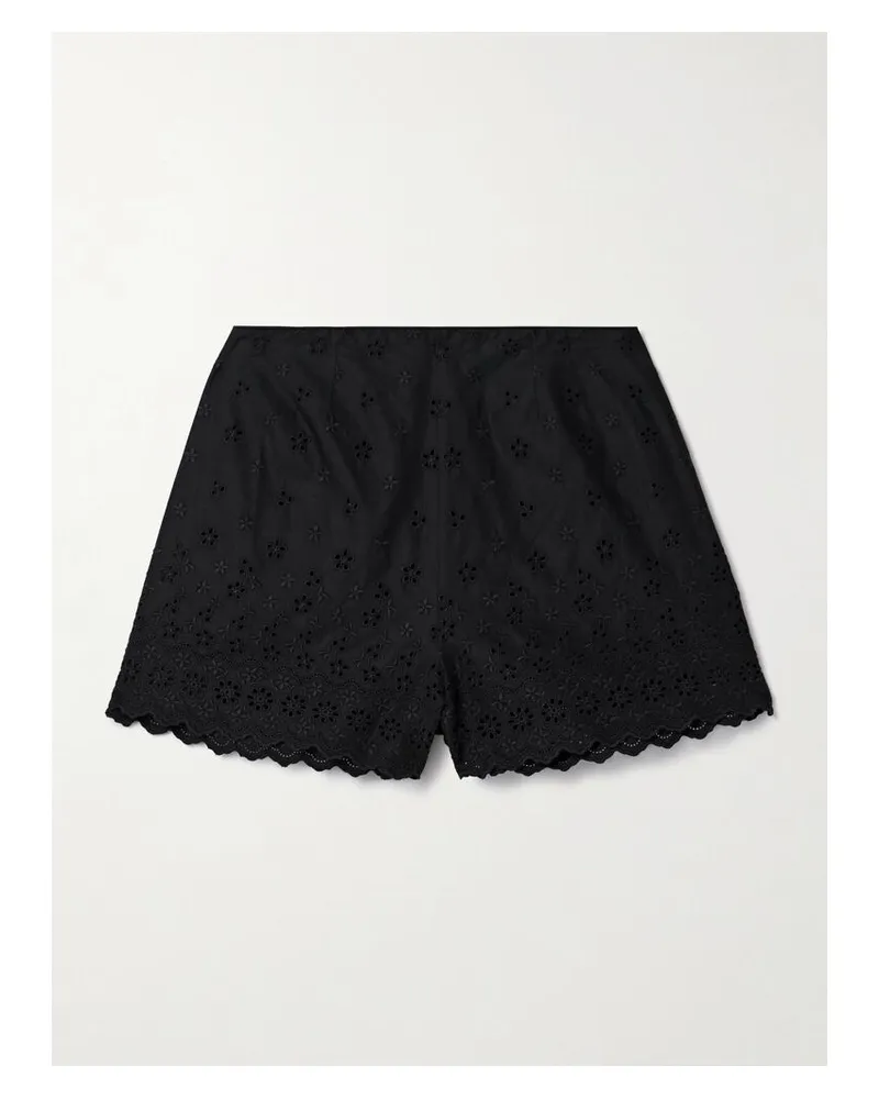 DÔEN Arbre Shorts Aus Baumwolle Mit Lochstickerei - Schwarz Schwarz