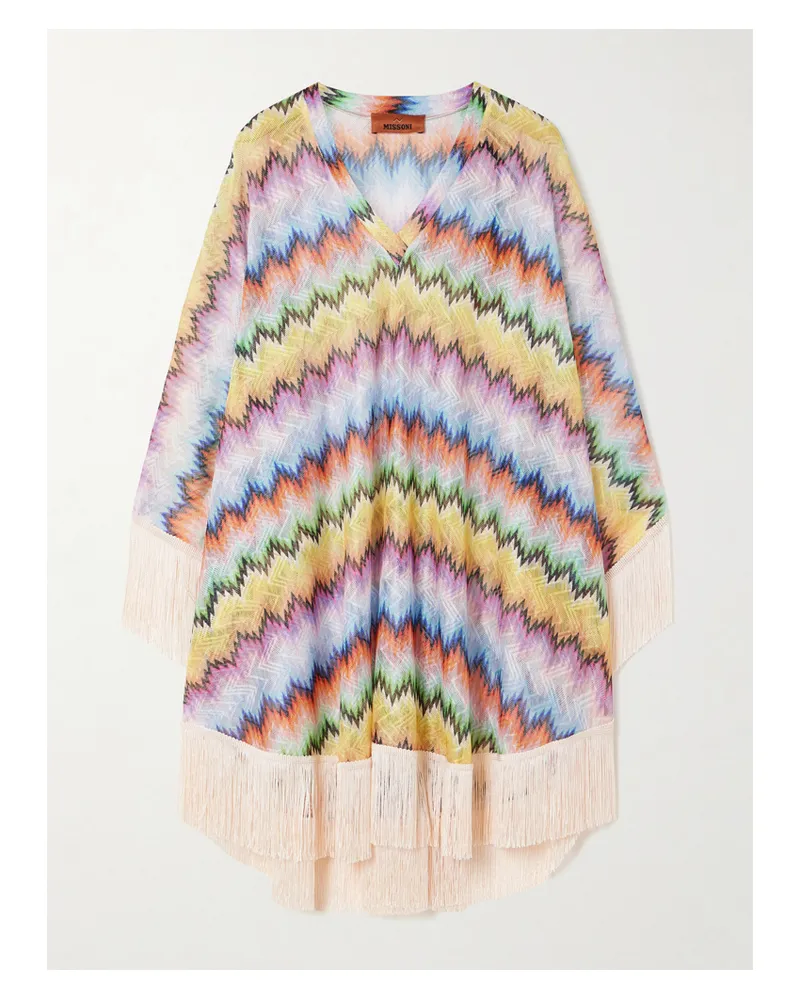 Missoni Mare Kaftan Aus Gestreiftem Häkelstrick Mit Fransen - Mehrfarbig Mehrfarbig