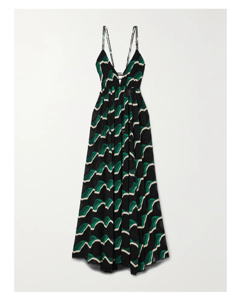 Ulla Johnson Adonis Rückenfreies Maxikleid Aus Chiffon Mit Fil Coupé - Schwarz Schwarz