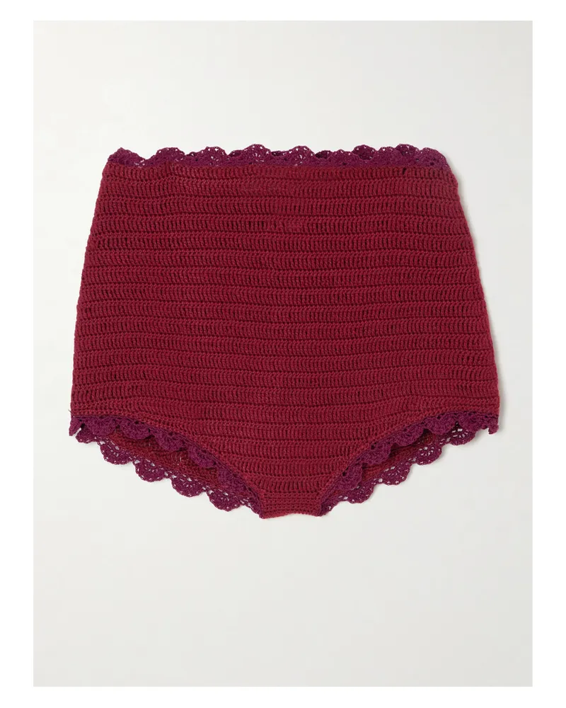 Magda Butrym Shorts Aus Gehäkelter Baumwolle Mit Wellenkanten - Rot Rot