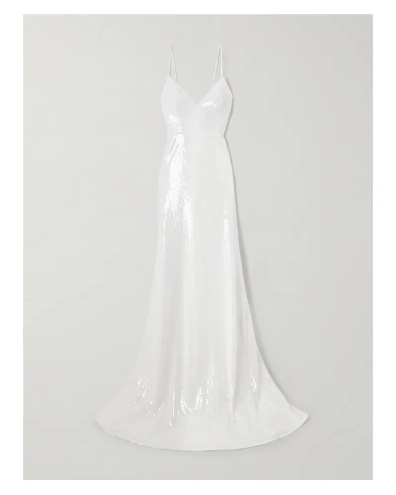 Alex Perry Bikini Sequined Mesh Gown - White White