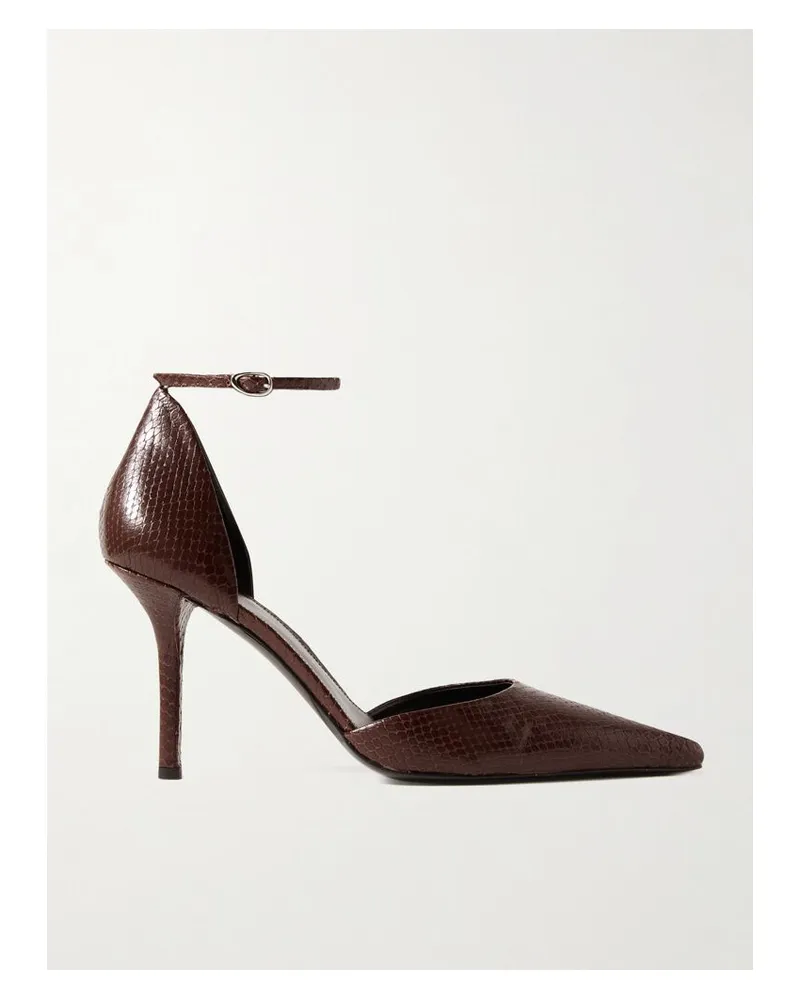 Proenza Schouler Slingback-pumps Aus Leder Mit Schlangeneffekt - Braun Braun