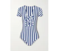 Samba Chiquito Gestreifter Badeanzug Mit Schnürung - Blau