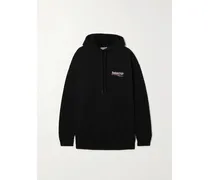 Hoodie Aus Baumwoll-jersey Mit Stickerei Und Print - Schwarz