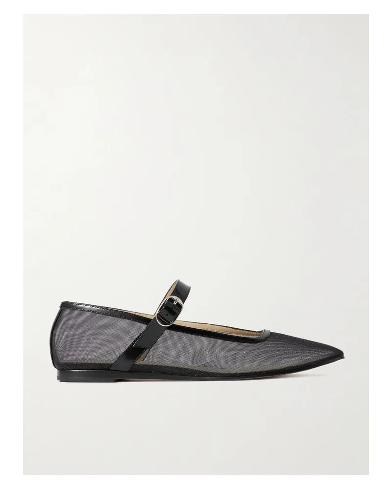 Le Monde Béryl Mary-jane-ballerinas Aus Mesh Mit Glitter-finish Und Besätzen Aus Lackleder - Schwarz Schwarz