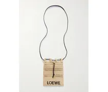 Paula's Ibiza Leather-trimmed Embroidered Raffia Shoulder Bag - Neutrals