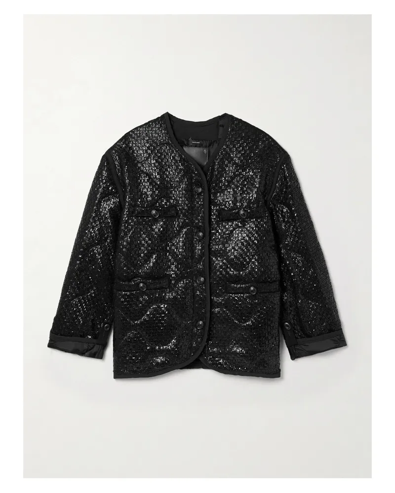 R13 Wattierte Jacke Aus Gestepptem Metallic-tweed - Schwarz Schwarz