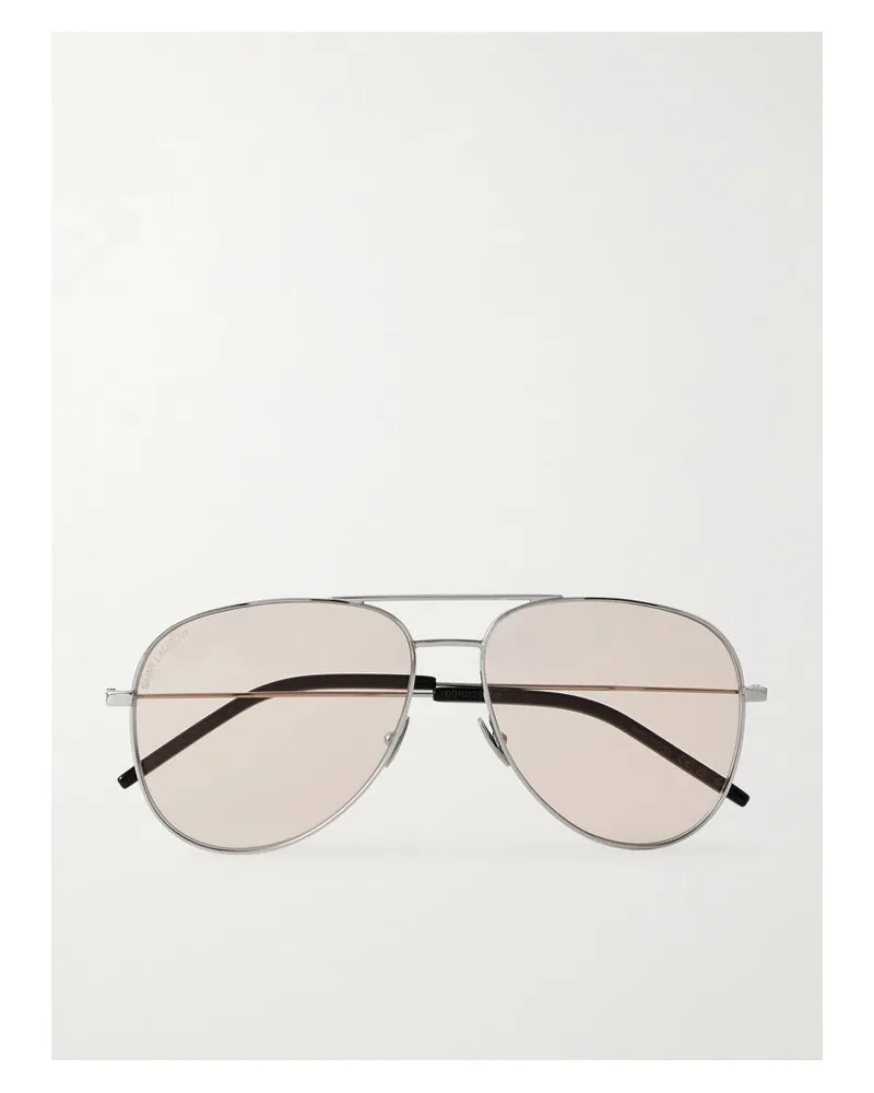 Saint Laurent Classic 11 Silberfarbene Pilotensonnenbrille Silber