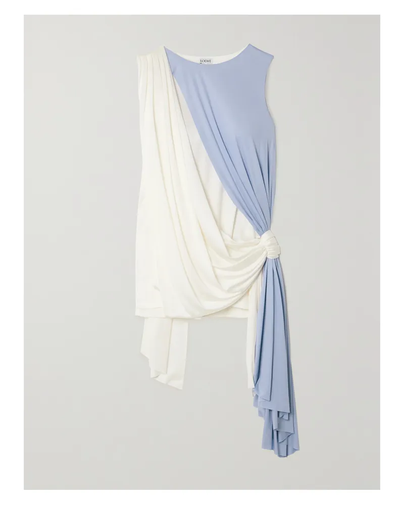 Loewe Asymmetrisches Oberteil Aus Crêpe De Chine Aus Seide Mit Knoten - Blau Blau