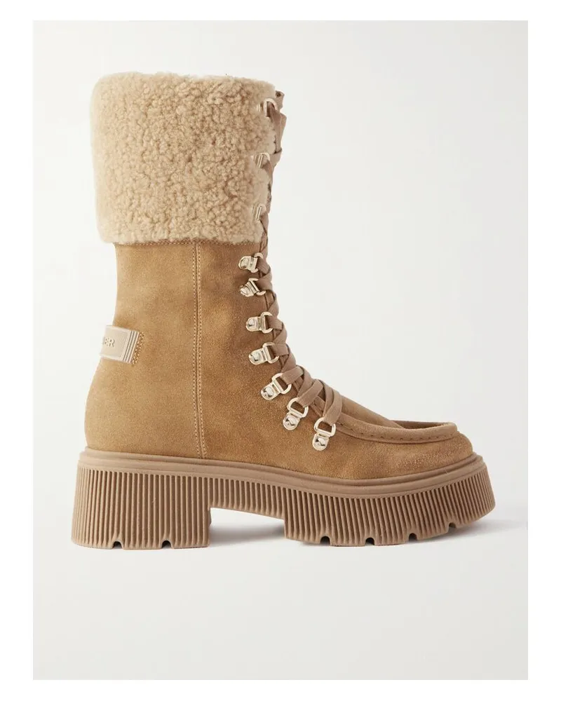 Bogner Turin Schnürstiefel Aus Veloursleder Mit Shearling-besatz - Braun Braun