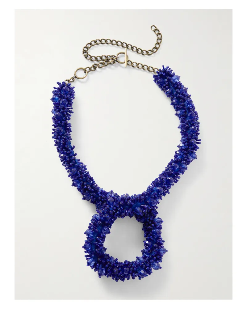 Dries van Noten Kette Mit Zierperlen Und Goldfarbenen Details - Blau Blau