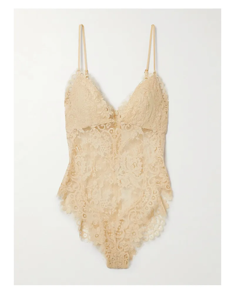 Zimmermann Llustration Body Aus Spitze Mit Samtbesätzen - Creme Creme