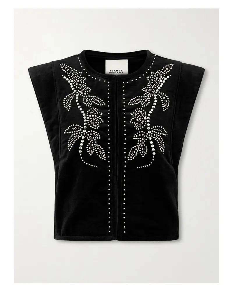 Isabel Marant Poppy Studded Cotton-velvet Vest - Black Black