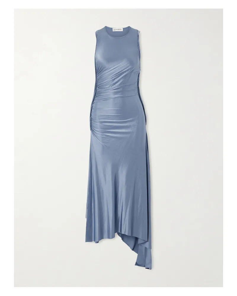 Victoria Beckham Asymmetrisches Midikleid Aus Glänzendem Jersey Mit Raffungen - Grau Grau