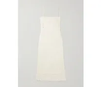 Corded Lace-trimmed Linen Midi Dress - Cream