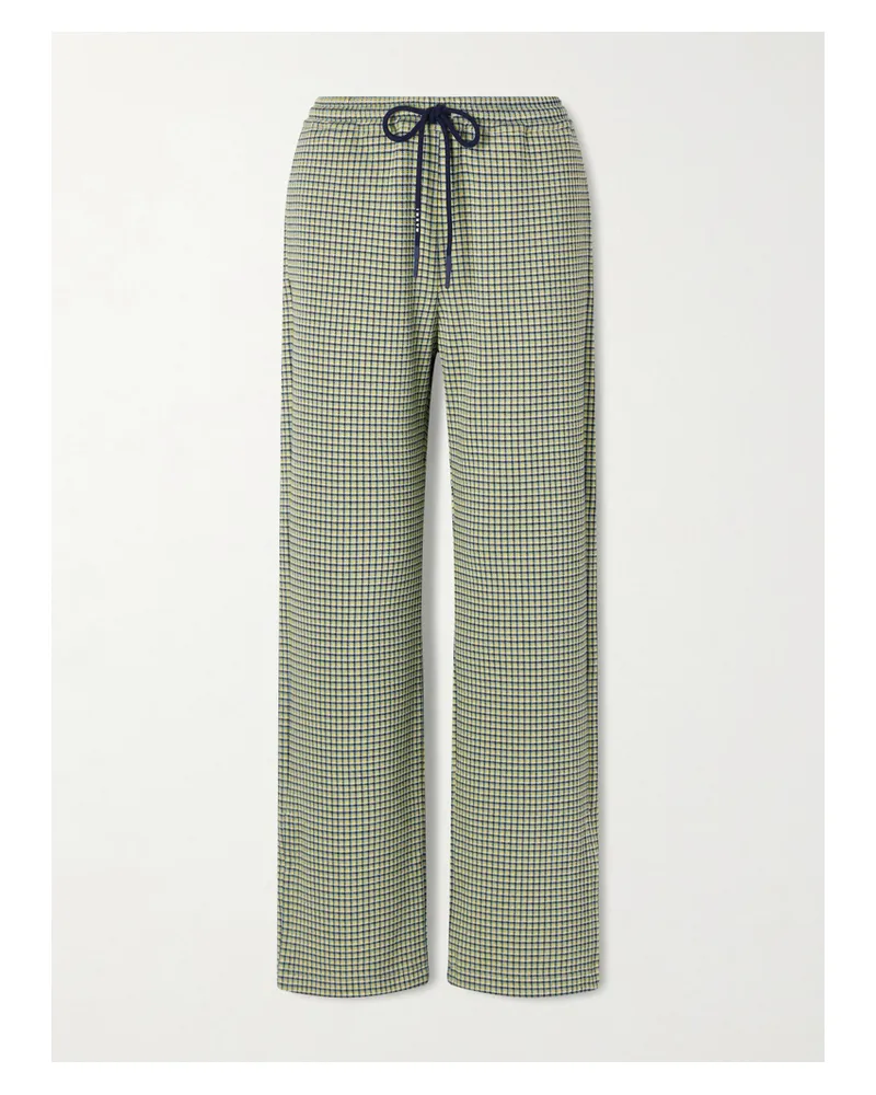Marni Hose Mit Weitem Bein Aus Kariertem Jersey - Grün Grün