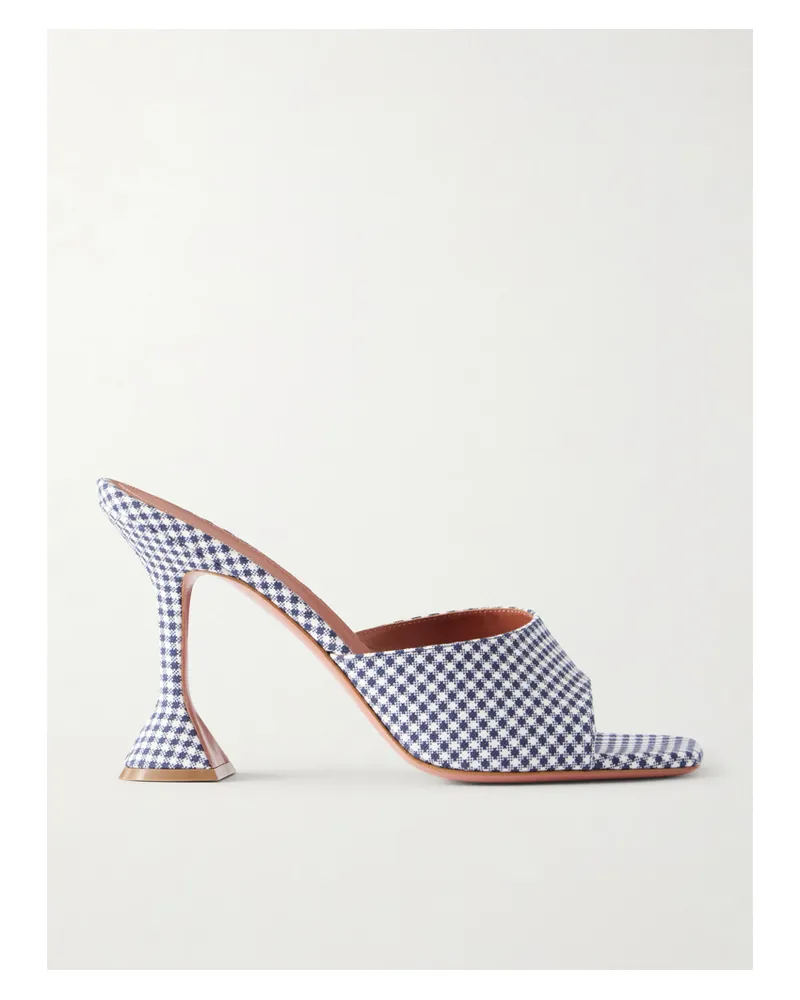 Amina Muaddi Lupita 95 Gingham Woven Mules - Blue Blue