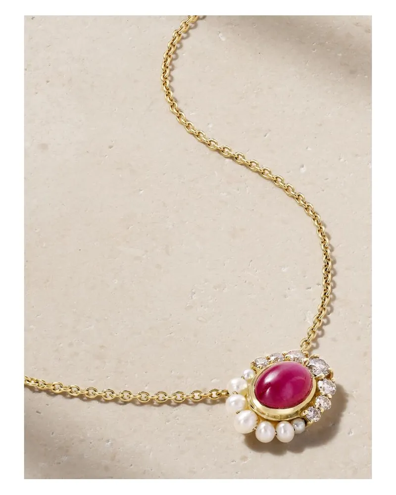 Amrapali Navratna Kette Aus 18 Karat Gold Mit Mehreren Steinen Gold