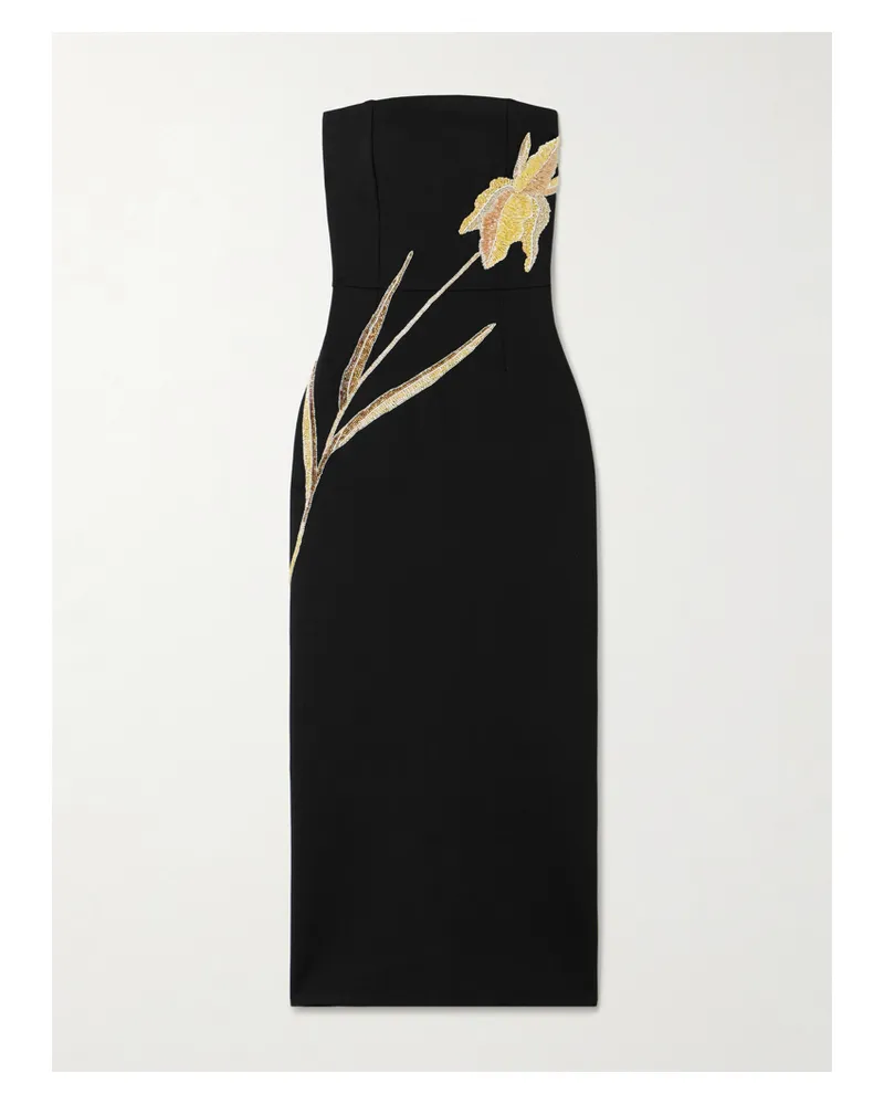 STAUD Brooke Trägerloses Midikleid Aus Jersey Mit Zierperlen - Schwarz Schwarz